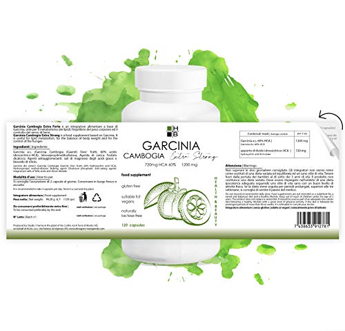 GARCINIA Cambogia EXTRA Fuerte | 1200 mg | 720 mg HCA | 120 cápsulas | ✔️ Producto italiano