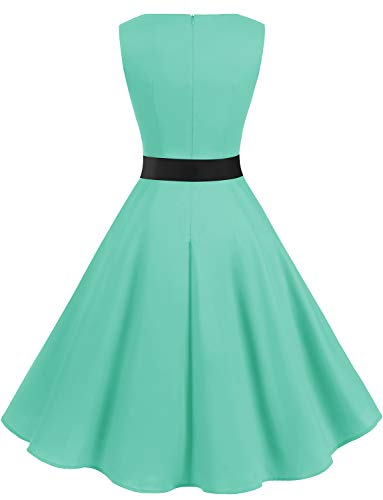 Gardenwed Mujer Audrey Hepburn Rockabilly Vintage Vestido 1950s Retro Cóctel Swing Fiesta Vestido Tiffany Blue 2XL