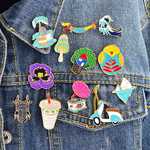 GDLGDL Editor De Dibujos Animados Casa del Árbol Pájaro Elefante Motocicleta Broche Pin Chaqueta De Mezclilla Insignia Regalo De Joyería Sorpresa para Niños Iceberg