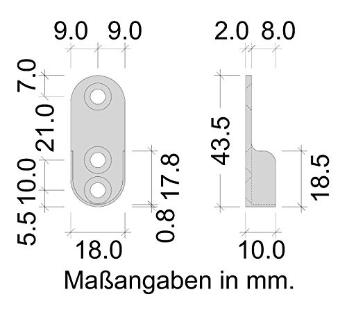 Gedotec Barra de Suspensión para la Ropa | Tubo Organizador de Acero Inoxidable | Perchero para Secar y Colgar Ganchos en Lavandería y Closet | 1000 x 30 x 15 mm | Fácil Instalación | 1 Juego