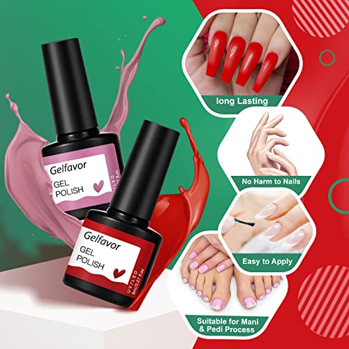 GELFAVOR 10 pcs Esmalte Semipermanente Para Uñas Amarillo Verde Destello Rosa Rojo Colores Esmaltes en Gel UV LED Pintauñas Permanente Manicura Set de Regalo