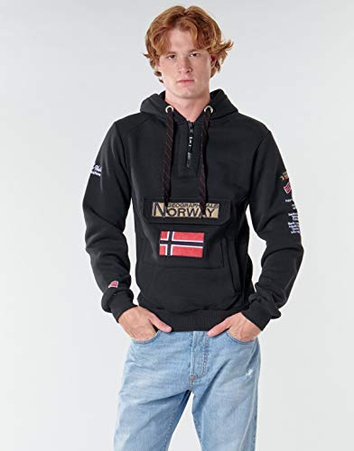 Geographical Norway GYMCLASS Men - Sudadera Capucha Bolsillos Hombre - Chaqueta Casual Hombres Abrigo - Camisetas Camisa Manga Larga - Hoodie Deportiva Regular Fitness Jacket Tops (Negro M)