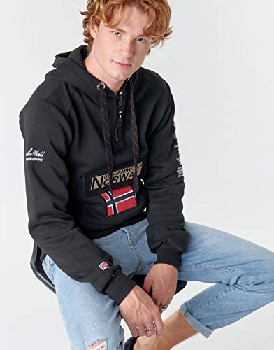 Geographical Norway GYMCLASS Men - Sudadera Capucha Bolsillos Hombre - Chaqueta Casual Hombres Abrigo - Camisetas Camisa Manga Larga - Hoodie Deportiva Regular Fitness Jacket Tops (Negro M)