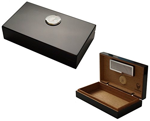 GERMANUS Mini Cigarro Humidor de Viaje, sofá o en la terraza con madera de cedro Negro