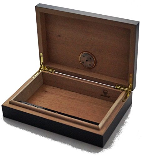 GERMANUS Mini Cigarro Humidor de Viaje, sofá o en la terraza con Madera de Cedro Negro III