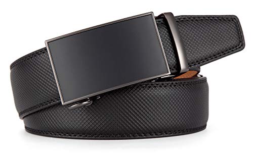 GFG Cinturón de cuero para hombres con hebilla automática 35mm Ancho-0088-125-BLACK NA PA