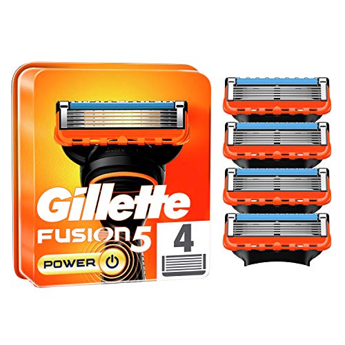 Gillette Fusion 5 Power Cuchillas de Afeitar Hombre, Paquete de 4 Cuchillas de Recambio