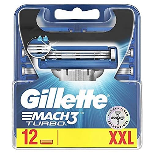 Gillette Mach3 Turbo Cuchillas de afeitar para hombres, 1er Pack (1 x 12 unidades)