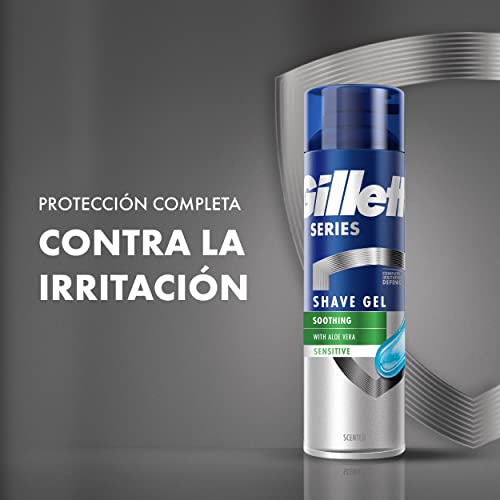 Gillette Series Gel De Afeitar Calmante Con Aloe Vera, Para Piel Sensible, Protección Total Ante La Irritación, Ayuda A Proteger Contra Cortes, Ardor, Escozor, Enrojecimiento Y Tirantez, 200ml