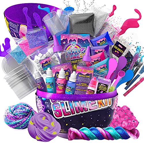 GirlZone Regalos para Niñas Huevo Sorpresa de Slime para Niñas y Niños - Egg Surprise Galaxy Slime Kit con Glow in The Dark Slime y Glitter - Fabrica de Slime