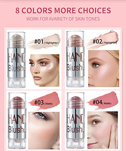 GL-Turelifes Blush Stick Blush Cream Lápiz de colorete hidratante, iluminador y recortador, colorete en barra que aumenta el brillo y el estado de ánimo El maquillaje de mejillas agrega brillo (#07)