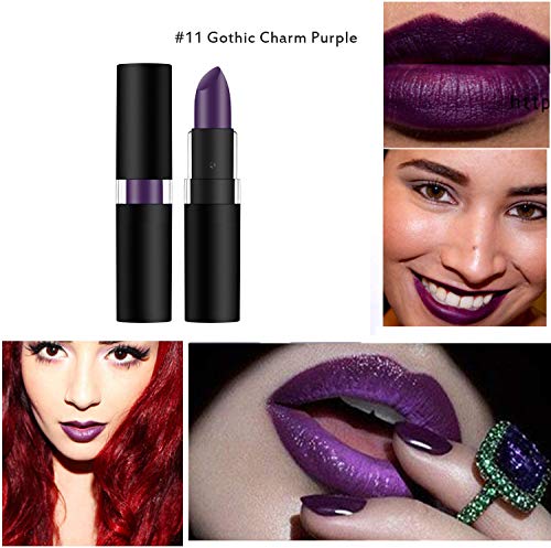 GL-Turelifes - Juego de 5 lápices labiales de vampiro mate de larga duración, rojo, negro, púrpura, blanco, lápiz labial de terciopelo para disfraces, cosplay, maquillaje de Halloween