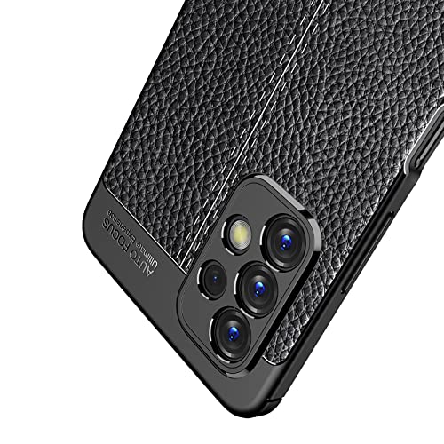 GMUJIAO Funda para Samsung Galaxy A23,Estuche Antideslizante con Patrón de Lichi,Estuche de TPU Suave Ultradelgado y Duradero con 2 Protectores de Pantalla de Vidrio Templado [Ultradelgado]-Negro