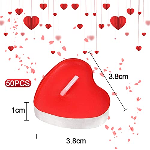 Gohytal Velas Romanticas, 50 Velas Pequeñas Rojas, Velas de Corazón Decorativas, Sin humo Velas, Noche Romantica Velas para San Valentin, Bodas, Cumpleaños Fiestas