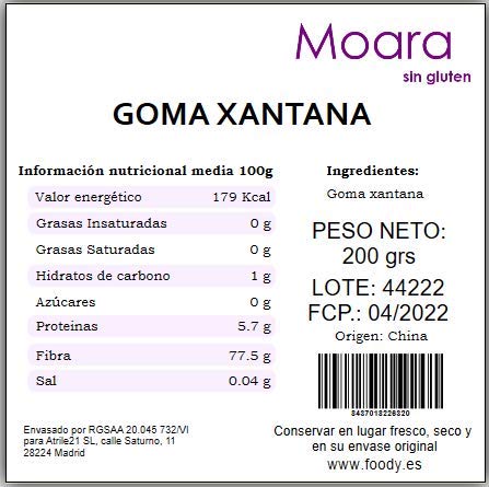 Goma Xantana 200g Sin Gluten, Vegano. Para espesar