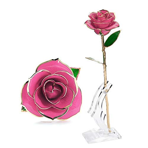 Gomyhom Rosa 24K, Rosa de Oro Chapada en Oro con Caja de Regalo para Madre para Amor en el Día de San Valentín para Aniversario para Amigos como Un Regalo de Cumpleaños (Rosa)