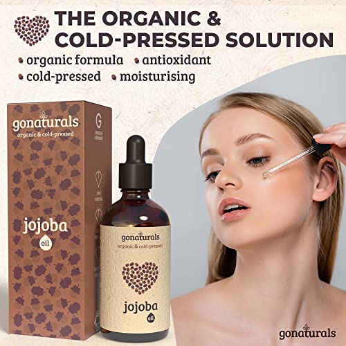 GoNaturals Aceite de Jojoba 100% Puro - Aceite Jojoba Puro Ecologico, Antiarrugas y Antiacné - Aceite de Jojoba Organico Prensado en Frio - Bio Jojoba Oil Organic - Aceite de Jojoba para Cabello, 50ml