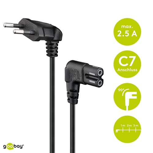 Goobay 73018 - Cable de alimentación con enchufe europeo, 1.5 m, color negro