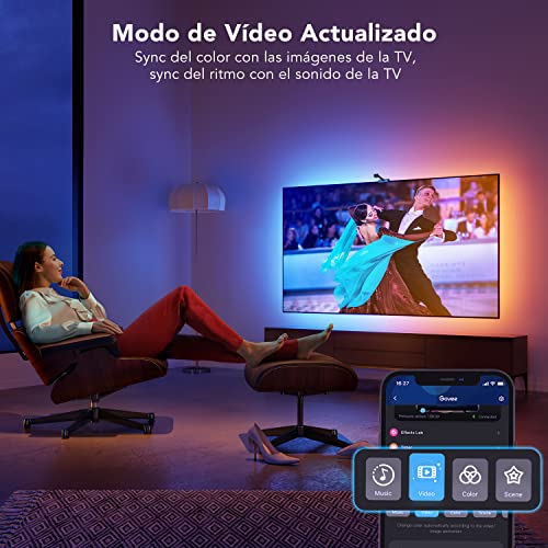 Govee Immersion Tira LED TV con Cámara 3,8m, Alexa Luces LED RGBIC WiFi Funciona con Alexa y Google Assistant USB, Luz Soporta 55-65 Pulgada TV para Película y LED Gaming