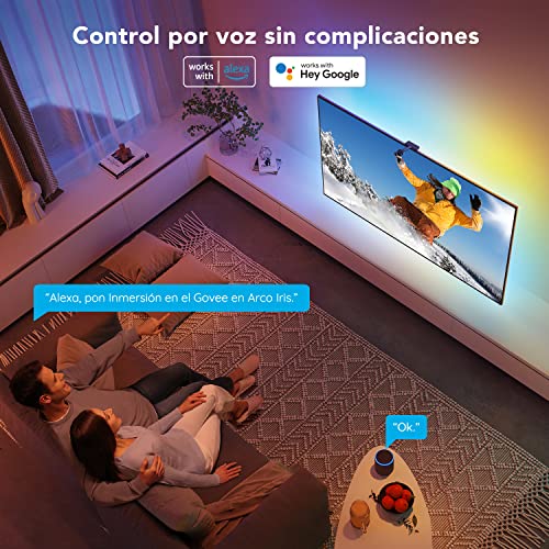 Govee Immersion Tira LED TV con Cámara 3,8m, Alexa Luces LED RGBIC WiFi Funciona con Alexa y Google Assistant USB, Luz Soporta 55-65 Pulgada TV para Película y LED Gaming