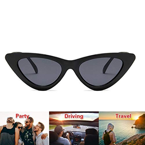 Greatangle-UK Gafas de Sol de Ojo de Gato Triangulares Retro Tendencia Europea y Americana Gafas de Sol de Caja pequeña para Mujer Gafas de Sol Lentejuelas Negras Grises