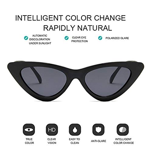 Greatangle-UK Gafas de Sol de Ojo de Gato Triangulares Retro Tendencia Europea y Americana Gafas de Sol de Caja pequeña para Mujer Gafas de Sol Lentejuelas Negras Grises