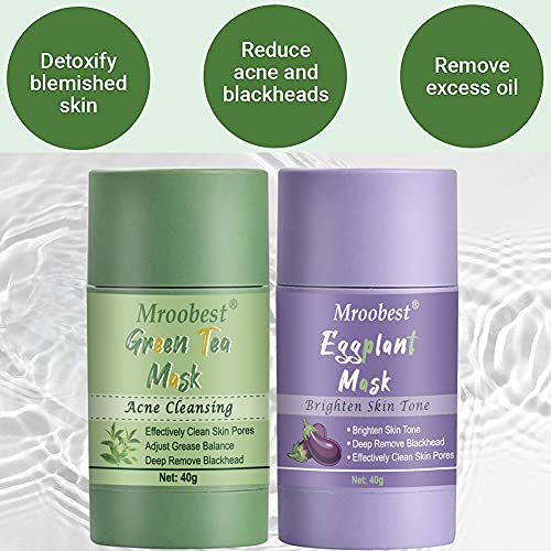 Green Tea Cleansing Mask, Green Stick Mask, Green Tea Stick Mask, para mejorar la opacidad facial, aclarar el tono de la piel, enriquecer con té verde ＆ extracto de berenjena