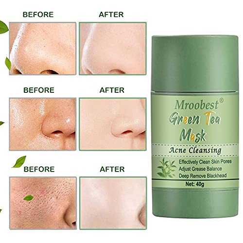 Green Tea Cleansing Mask, Green Stick Mask, Green Tea Stick Mask, para mejorar la opacidad facial, aclarar el tono de la piel, enriquecer con té verde ＆ extracto de berenjena