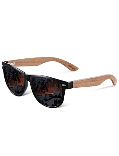 GreenTreen Gafas de sol polarizadas para hombres y mujeres con patillas de madera, protección UV400 (gris)