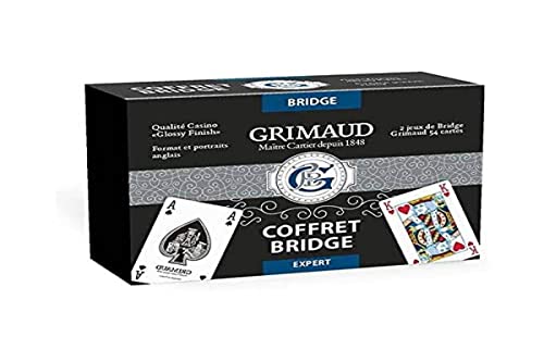 Grimaud Expert-2 - Juego de 54 Cartas Bridge, Estuche de Piel, Color Negro, 130007170