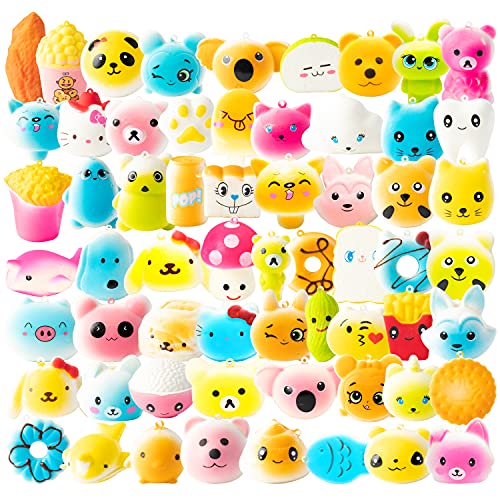 GROBRO7 Squeeze 30p Juego de Juguetes para apretar al Azar Kawaii Food Animal Anti-Stress Squeeze Soft Cream Perfumado Slow Rising Squeeze Toys Correas de teléfono Favor de Fiesta de cumpleaños