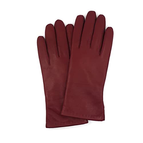 Guantes de cuero para mujer Pantalla táctil con forro de cachemira Guantes de conducción de piel de oveja cálidos de invierno，Borgoña，M