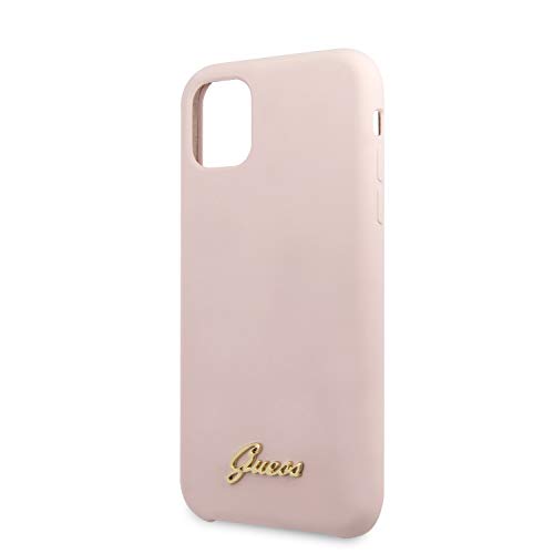 Guess Funda de Silicona Vintage Gold Logo Collection para iPhone 11 Pro MAX, Color Rosa Claro