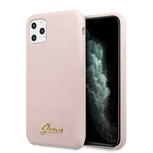 Guess Funda de Silicona Vintage Gold Logo Collection para iPhone 11 Pro MAX, Color Rosa Claro