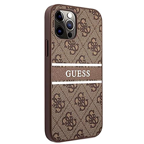 Guess Funda para iPhone 12/12 Pro de 6,1" GUHCP12M4GDBR, diseño de Rayas, Color marrón