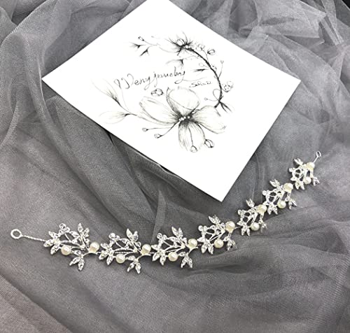 Guidre 1 Pieza Diadema Para Novia, 32cm Diadema Novia Boda, Diadema De Novia Elegante y Romántica Con Perlas, Adornos Para El Pelo Tocado Plata Novias Accesorios Para Boda Fiesta Velada