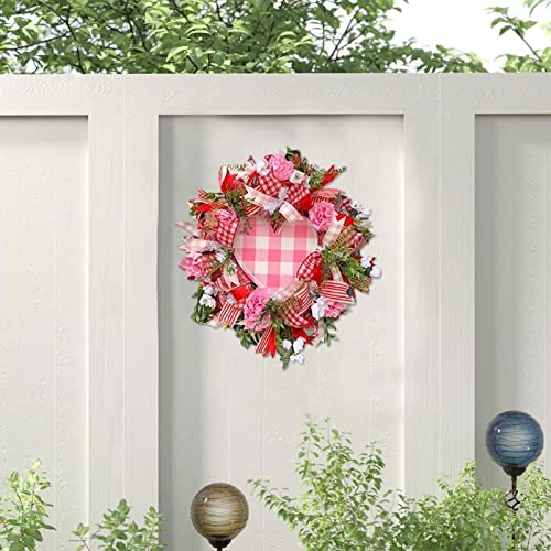 Guirnalda de San Valentín - Guirnalda de malla de San Valentín con corazón, decoración acrílica de San Valentín para amantes, adorno de San Valentín para bodas, aniversario, decoración del hogar Binle