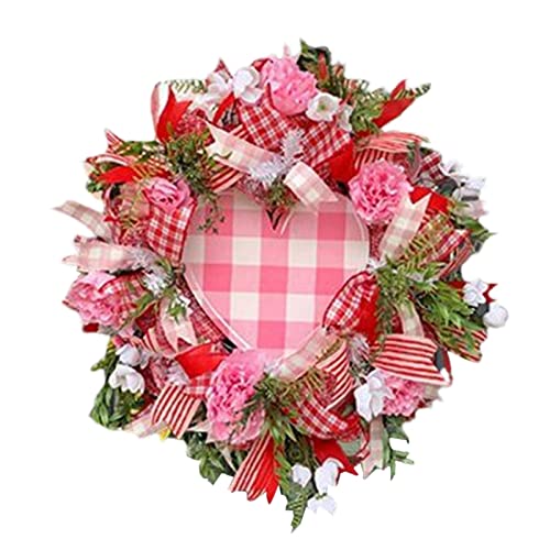 Guirnalda de San Valentín - Guirnalda de malla de San Valentín con corazón, decoración acrílica de San Valentín para amantes, adorno de San Valentín para bodas, aniversario, decoración del hogar Binle