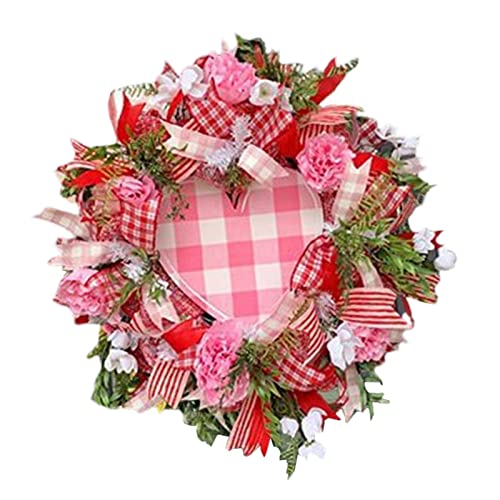 Guirnalda de San Valentín - Guirnalda de malla de San Valentín con corazón, decoración acrílica de San Valentín para amantes, adorno de San Valentín para bodas, aniversario, decoración del hogar Binle