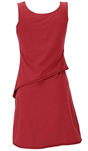 GURU SHOP Mini vestido de algodón orgánico de capas sin mangas con estampado de plumas para mujer Paprika M