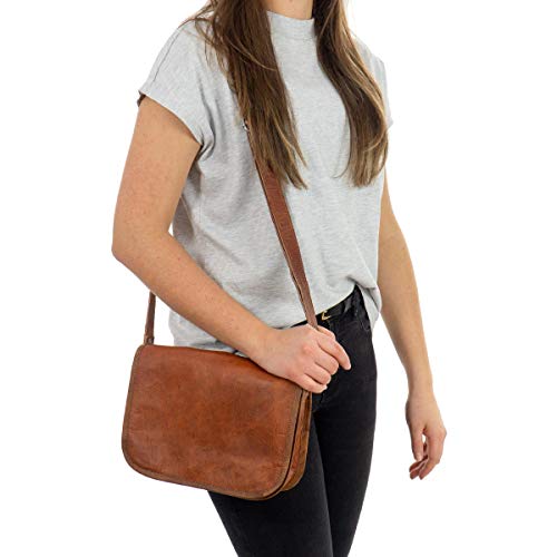 Gusti Cuero nature Tamara Bolso Bandolera Vintage Retro Piel De Cabra Mujer Hombre Unisex Universidad Trabajo Oficina Marrón K45b