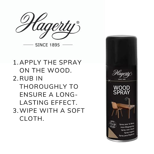 Hagerty Wood Spray 200 ml I Spray para limpiar, hidratar y proteger superficies y artículos de madera I Revitaliza y devuelve el brillo a cualquier mueble o superficie de madera sin dañarlo