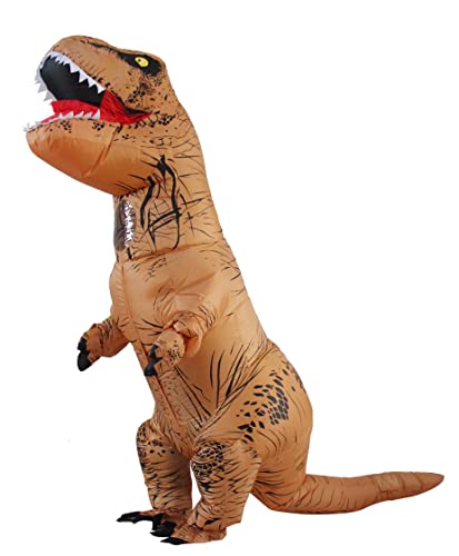 Halloween Adulto Inflable T Rex Dinosaur Partido Dinosaurio Hinchable Traje Funny Dress Brown (Puerto USB)