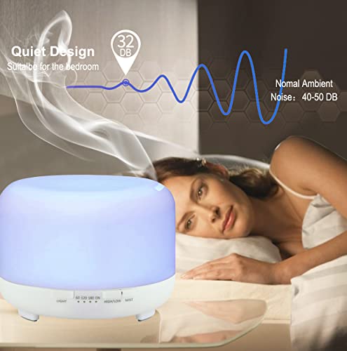 Hantoc Humidificador Aromaterapia Ultrasónico 450ml, Difusores de Aceite Perfumado Lámpara LED Colorida con Función Control Remoto para Yoga Salon SPA Vivir,Dormir, Bañarse