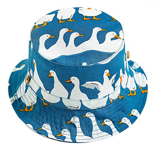 Happy Cherry - Sombrero Pescador para Bebé Niños Niñas Verano Infantil Gorra Protectora del Sol Cartoon para Playa Vacaciones Bucket Hat Estampado de Pato Azul - 48cm(10-18 Meses)