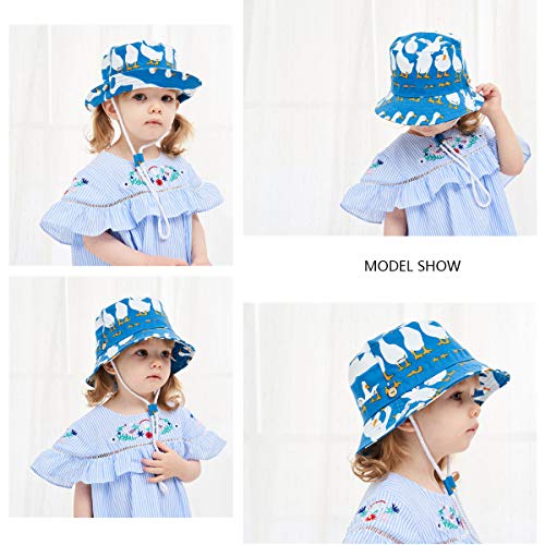 Happy Cherry - Sombrero Pescador para Bebé Niños Niñas Verano Infantil Gorra Protectora del Sol Cartoon para Playa Vacaciones Bucket Hat Estampado de Pato Azul - 48cm(10-18 Meses)