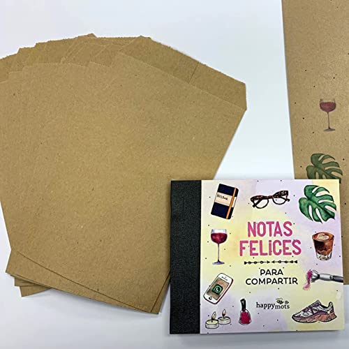 Happymots Talonario 49 Tarjetas Regalo | Diseños variados | Incluye 10 Sobres Kraft | Tarjeta Felicitacion | Tarjetas personalizadas | Postales y Tarjetas de Cumpleaños Originales | Postales bonitas