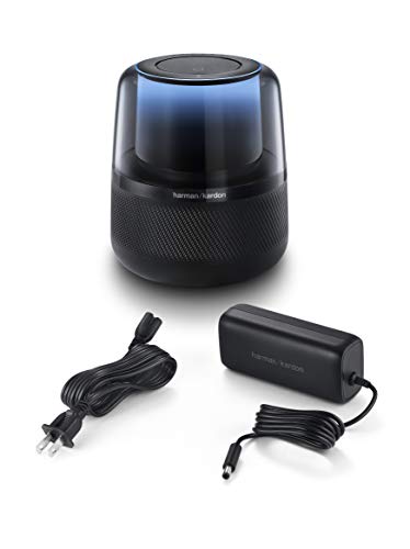 Harman Kardon Allure - Altavoz inteligente de cable, con sonido estéreo de 360 grados, luces de ambiente y Alexa integrada, negro