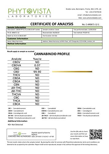 Harmony E-líquido de CBD (más de 99% pureza) - Wild Strawberry - 100 mg CBD en 10 ml - Sin Nicotina