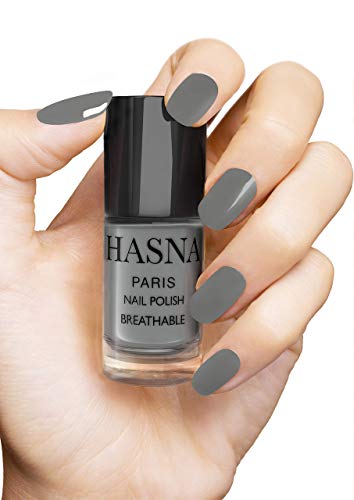 HASNA PARIS - Esmalte de uñas Halal - GRIS - Amigable con el medio ambiente - Brillo y permeable - Fácil de aplicar - 6ml